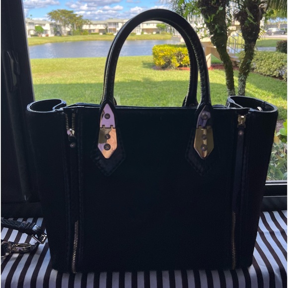 henri bendel Handbags - 🎉🎉HENRI BENDEL A-LIST LEATHER & HAIR BLACK SACHEL/TOTE W ACCESSORIES